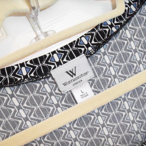 Worthington geometric-print dressy blouse size Large  Great condition! - Picture 3 of 8